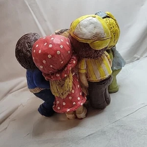 VTG 1970s Planter Container Hand Painted Hide And Go Seek Kids Cute Cottage - Picture 1 of 12