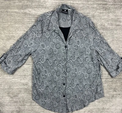 Maggie Barnes Top Womens 28W Gray Tunic Blouse Built In Tank 3/4 Sleeve Casual - Image 1 of 4