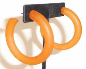 Sobral Sortidos Unico Large Matte Frosted Orange Hoop Artist Made Earrings - Picture 1 of 6