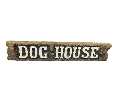 Hand carved Dog House Wood Wooden Sign Heavy 32 x 7 Hand Made - Image 1 of 4