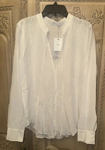 A.L.C Womens Silk White Long Sleeve Blouse Size 6 $ 395 NWT Tie Neck - Picture 1 of 3