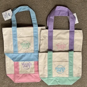 Trader Joe’s Mini Pastel Canvas Tote Bag Set Of 4 Colors Limited (New With Tag) - Picture 1 of 1