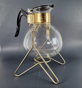 Cory Tilt n Pour 6-cup Coffee Tea Swing Glass Carafe Warmer Decanter with Stand - Picture 1 of 19