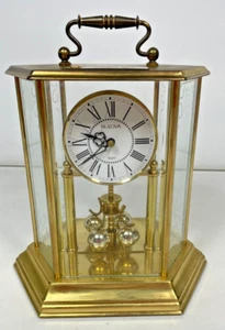 Bulova Brass Quartz Anniversary Mantel Clock Germany Partially Working - Picture 1 of 6
