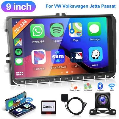 9" Android 13 Apple Carplay Car Stereo Radio For VW Volkswagen Passat Golf Jetta - Image 1 of 4