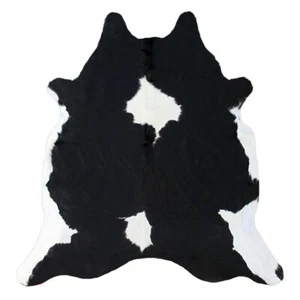 8x7 FEET ! Real MOSTLY BLACK & WHITE Cowhide Rug natural hair Cowhides Cow Hide - Picture 1 of 3