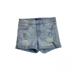 Aeropostale Jean Shorts Womens Size 6 High Rise Midi Distressed Light Wash Denim - Picture 1 of 8