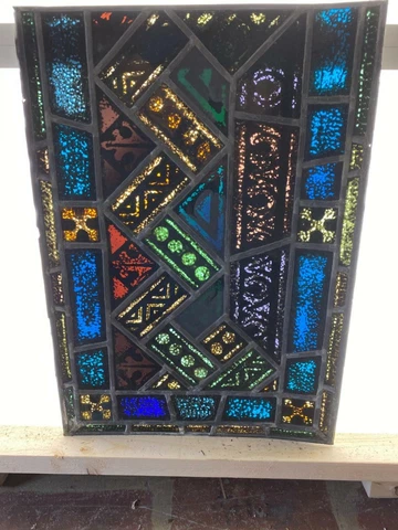 ANTIQUE GERMAN STAINED GLASS CHURCH  WINDOW FROM A CLOSED CHURCH - M17 Cover