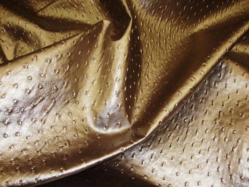 Penny Metallic Ostrich Upholstery faux leather Vinyl fabric auto seat decor diy  - Image 1 of 1