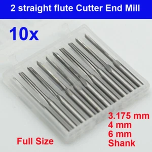 Full Size 3.175mm 4mm 6mm Shank 2 straight flute Cutter End Mill for CNC Machine - Picture 1 of 37
