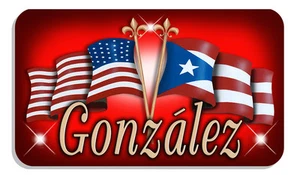 Puerto Rico USA Unity Flags Decal Bumper Sticker Personalize Name 3" x 6" Red - Picture 1 of 1