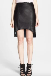 Neu mit Etikett $ 228 Trouve Nordstrom schwarzer Lederrock mit geschwungenem Saum 0 (XS) - Bild 1 von 6