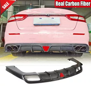 For Maserati Quattroporte 2017-2019 Real Carbon Fiber Rear Bumper Lip Diffuser - Picture 1 of 12