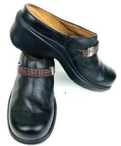 Ariat Damen Leder Clogs EU 39 US 8B schwarz Scheune Pantoletten braun Akzentriemen gebraucht, in einwandfreiem Zustand - Bild 1 von 11