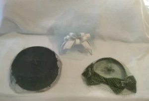 Lot Ot 3 Vintage Women's Headwear .2 Velvet Pill Box Type And 1 Mesh Headband - Picture 1 of 19