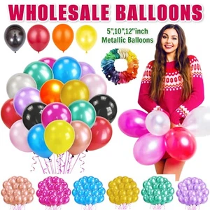 5" 10" 12" GLOBOS LÁTEX METÁLICO PERLA Helio Globos Cumpleaños Fiesta Decoración Reino Unido - Imagen 1 de 16
