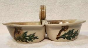 Stegall Studio Art Pottery Double Serving Handled Condiment Dip Candy Nut Bowl - Picture 1 of 9