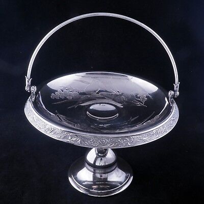 Victorian Aesthetic Movement Rogers Silver Plate Cake Basket With Butterflies  • 110.22$