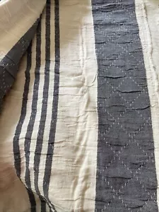 Piu Belle Fine Linen King Quilt 104 x 94 Striped 100% Cotton Lightweight Boho - Picture 1 of 14