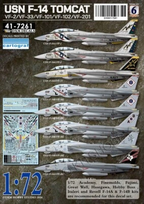 DXM decal 1/72 USN F-14 Tomcat VF-2 / VF-33 / VF-101 / VF-102 / VF-201 - Image 1 of 4