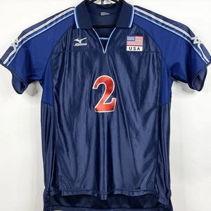 USA Mens Volleyball Mizuno Blue PrimeBlue Olympic Jersey Pullover 3x Japan Made - Picture 1 of 12