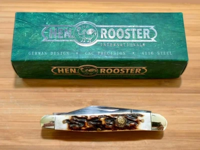 Hen & Rooster 332-DS Deer Stag 2-Blade Pen Knife– German Design 4116 Steel w/Box - Image 1 of 3