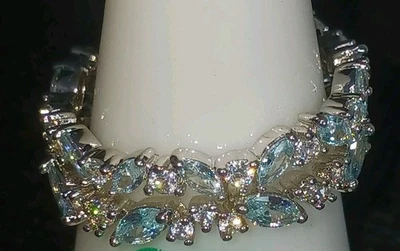 RG51414 She Loves The Delicate - Aguamarina Circonita Cúbica Sobre Placa de Rodio Talla 9 Foto 1 de 4