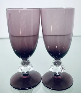 2 Bryce Amethyst Purple Aquarius Juice Glasses Diamond Stems 5.5" Tall - Picture 1 of 9