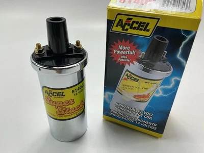 MISSING BOOT, ACCEL 8140C Chrome Ignition Coil 42000V 1.4 Ohm Primary For Points - Image 1 of 4