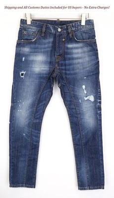 Pantalones de mezclilla para hombre TAKESHY KUROSAWA TK55P W30 ajustados cónicos azules desgastados botón mosca Foto 1 de 4