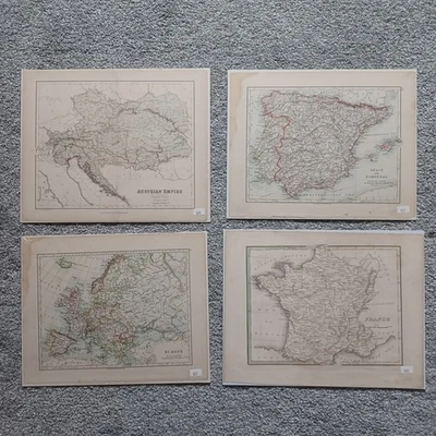 Lot of 4 Antique 19th-Century Maps – Europe, France, Spain & Portugal, Austria - Image 1 of 4