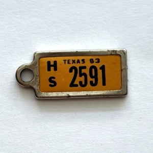 RARE VTG DAV Disabled Veterans Mini License Plate Texas 1953 Key Chain Ring - Picture 1 of 2
