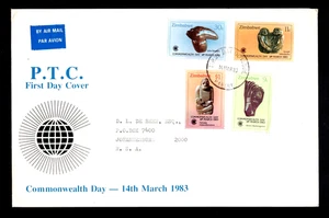 ZIMBABWE (was RHODESIA), 1983 Commonwealth Day Full set of Art on FDC used - Picture 1 of 1