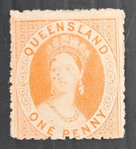 1863 Queensland Australia 1d orange vermilion Chalon Head stamp no WMK MNG £120 - Picture 1 of 2