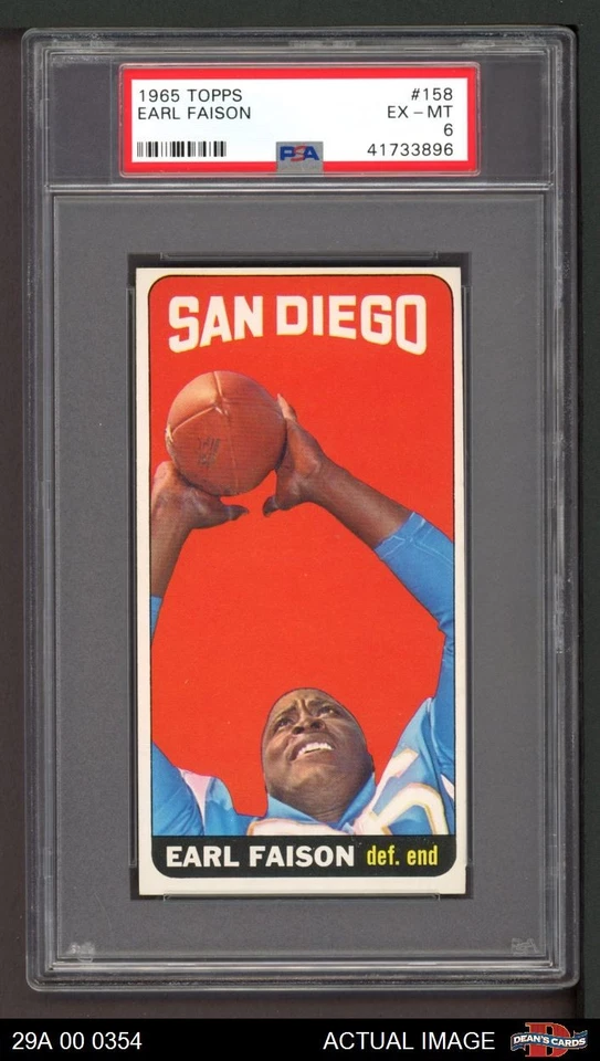 1965 Topps #158 Earl Faison Chargers SHORT-PRINT Indiana PSA 6 - EX/MT - Image 1 of 1