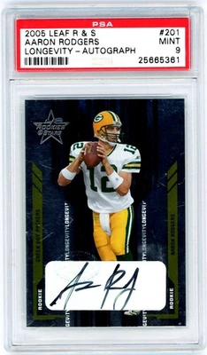 Aaron Rodgers 2005 Leaf Rookies & Stars Rookie Card RC Auto Signature /50 PSA 9 - Image 1 of 2