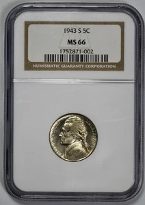 1943-S Jefferson 5c Nickel NGC MS 66 Semi Proof Like - Picture 1 of 4