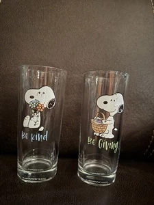 Peanuts Snoopy High Ball Drinking Glasses- Set Of 2 - Picture 1 of 2