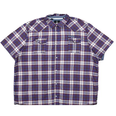 Camisa de manga corta de algodón azul grande y alta Jeans By Buffalo 3XLT para hombre Foto 1 de 4