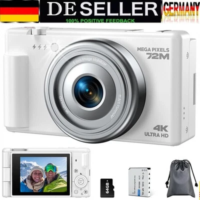 72MP Digitalkamera Kompakt 4K Fotokamera &270°Flip 2.8" Bildschirm Anti-Shake DE - Bild 1 von 4