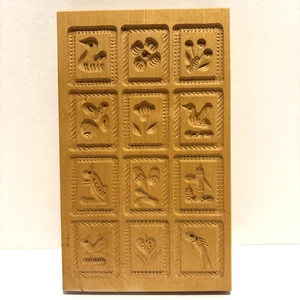 Vintage Stil Holz Deutsche Springerle Keksform Presse 12 Blumen Frühlingsformen - Bild 1 von 12