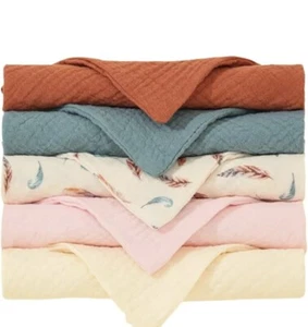 Washcloths 100% Cotton Natural Muslin Gentle Soft 12"x12" 5 Count Boho - Picture 1 of 6