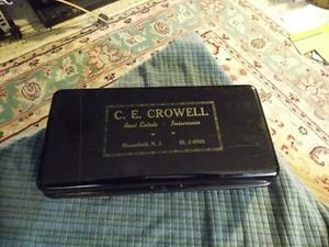 Antqiue C.E. CROWELL REAL ESTATE / INSURANCE BLOOMFIELD, NJ Heavy Steel Cash Box - Picture 1 of 5