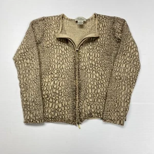 Vtg Neiman Marcus Womens Shirt Small Alligator Animal Print Full-Zip Long Sleeve - Picture 1 of 8