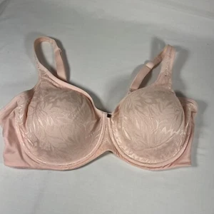 Reggiseno taglie forti chiffon rosa breezies sovrapposto pizzo sottofilo taglia 42DD - Foto 1 di 4