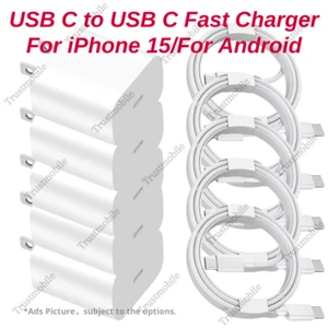 20W Power Adapter Fast Charger USB C Type C Cable For iPhone 15 Pro Android  Lot - Picture 1 of 9