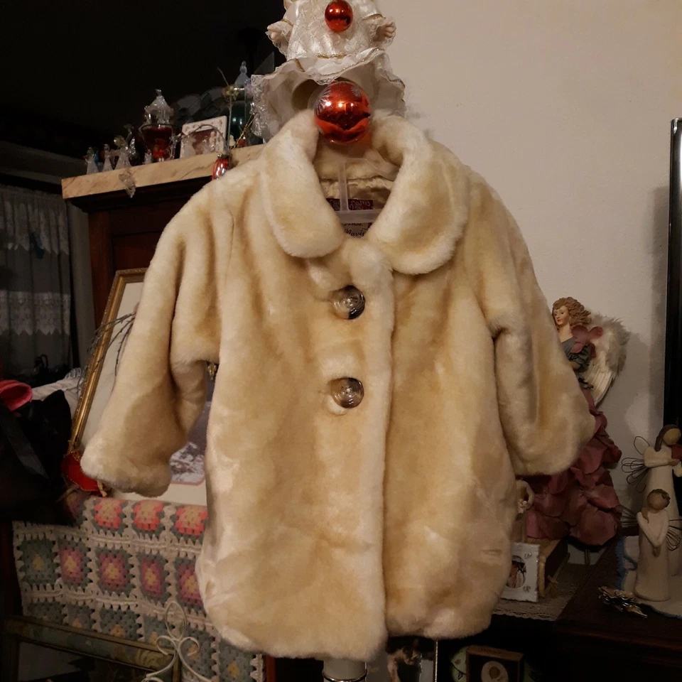 ABRIGO ANTIGUO AZUL MARINO BEBÉ NIÑA 18-24 MESES PIEL SINTÉTICA FORRADO SATINADO USADO 1X SOMBRERO BUFANDA GRATIS Foto 1 de 4