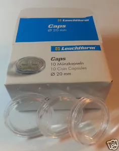 CAJA 10 CAPSULAS MONEDA REDONDA 20 mm. MARCA LEUCHTTURM PRIMERA CALIDAD ALEMANA - Foto 1 di 1