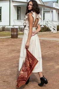Spell & The Gypsy Collective Lola Frill Maxi Dress Size Medium Linen Blend - Picture 1 of 12