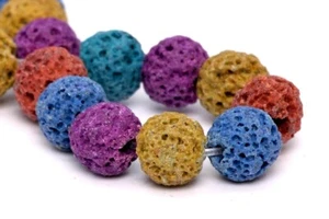 "Cuentas de piedras preciosas de lava volcánica natural arco iris de 6 mm grado AB cuentas redondas sueltas de 7" - Imagen 1 de 4